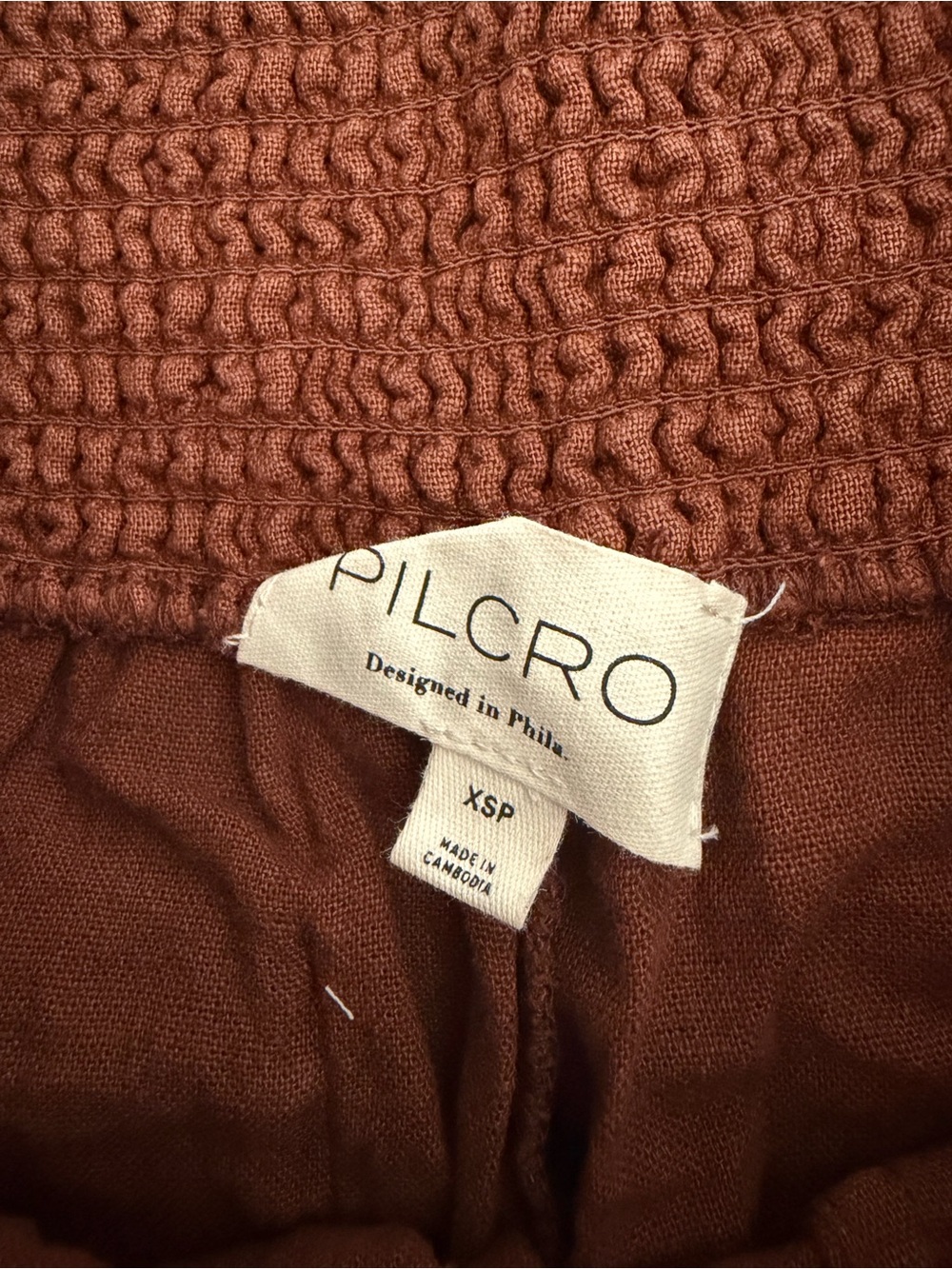 Anthropologie Pilcro Reese Smocked Linen Blend Pull-On Barrel Pants, Size XSP - Picture 9 of 12